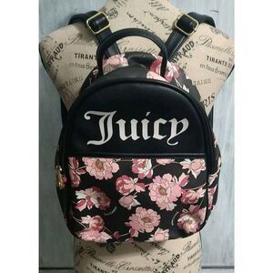 Juicy Couture Floral Logo Backpack Black & Pink Y2K Feminine
